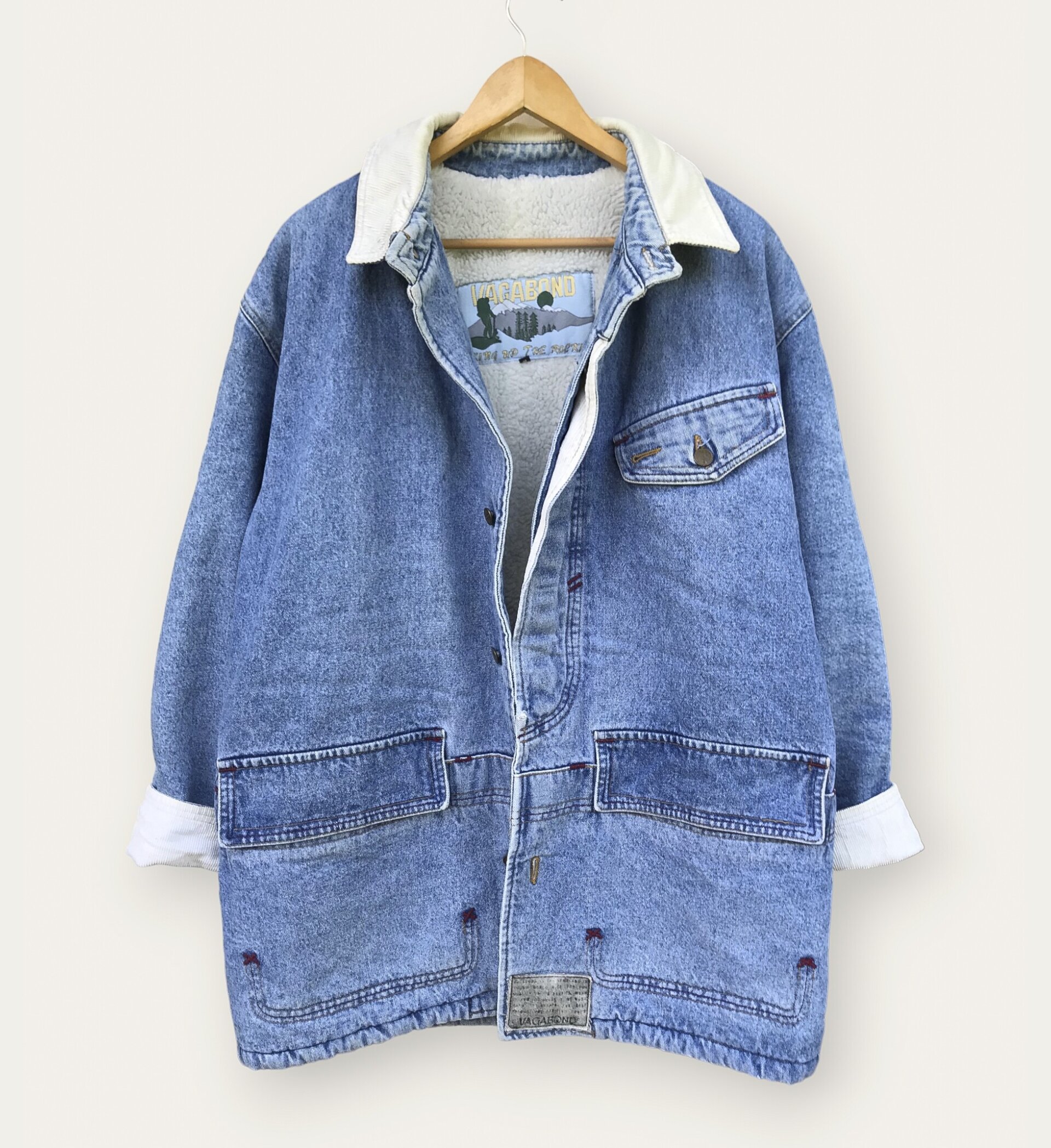 Vagabond Y2K Sherpa Jacket - Blue / Cream - 2