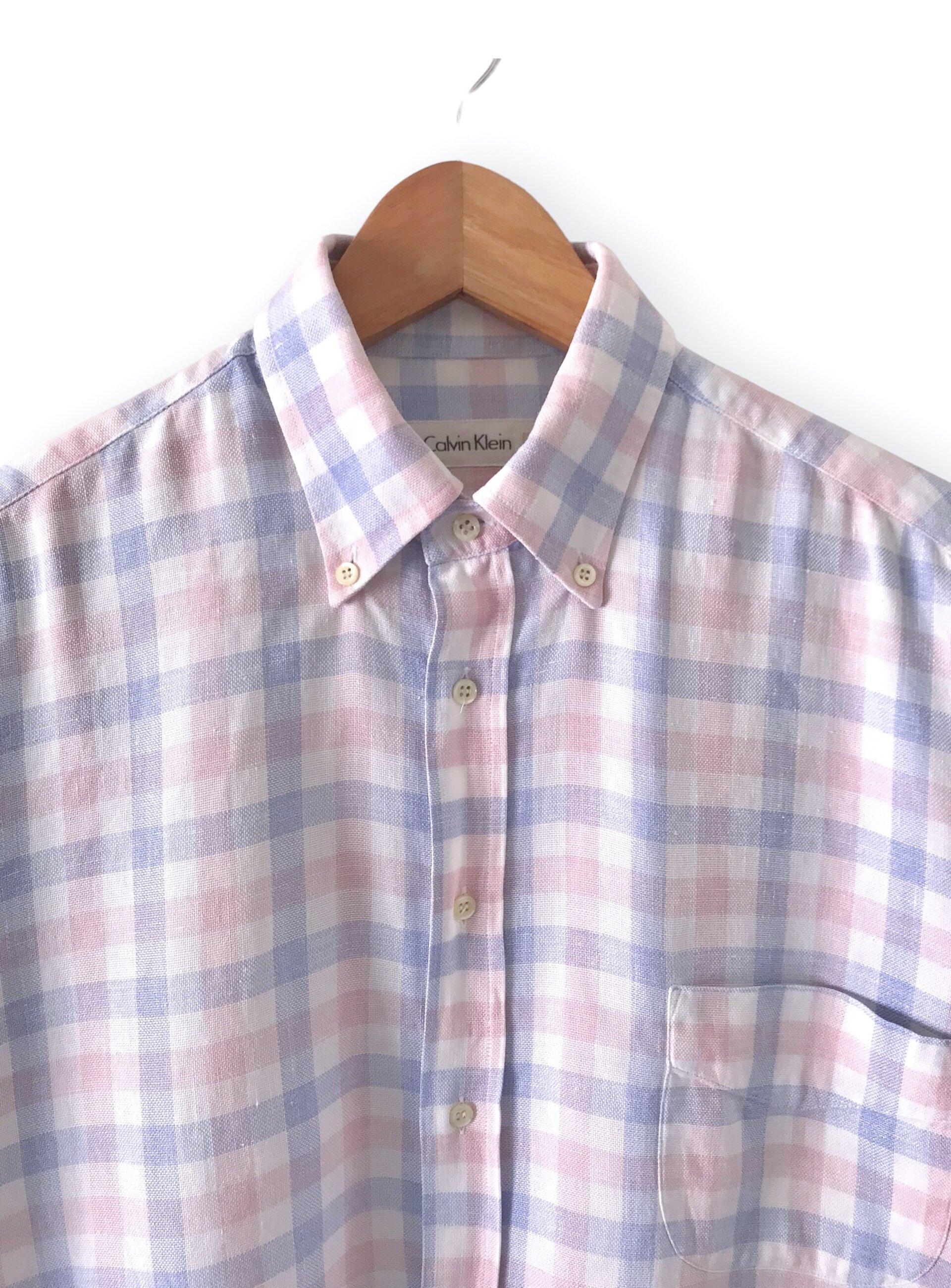 Calvin Klein Long Sleeve Checks Shirt - Light Blue / Pink / White - 3