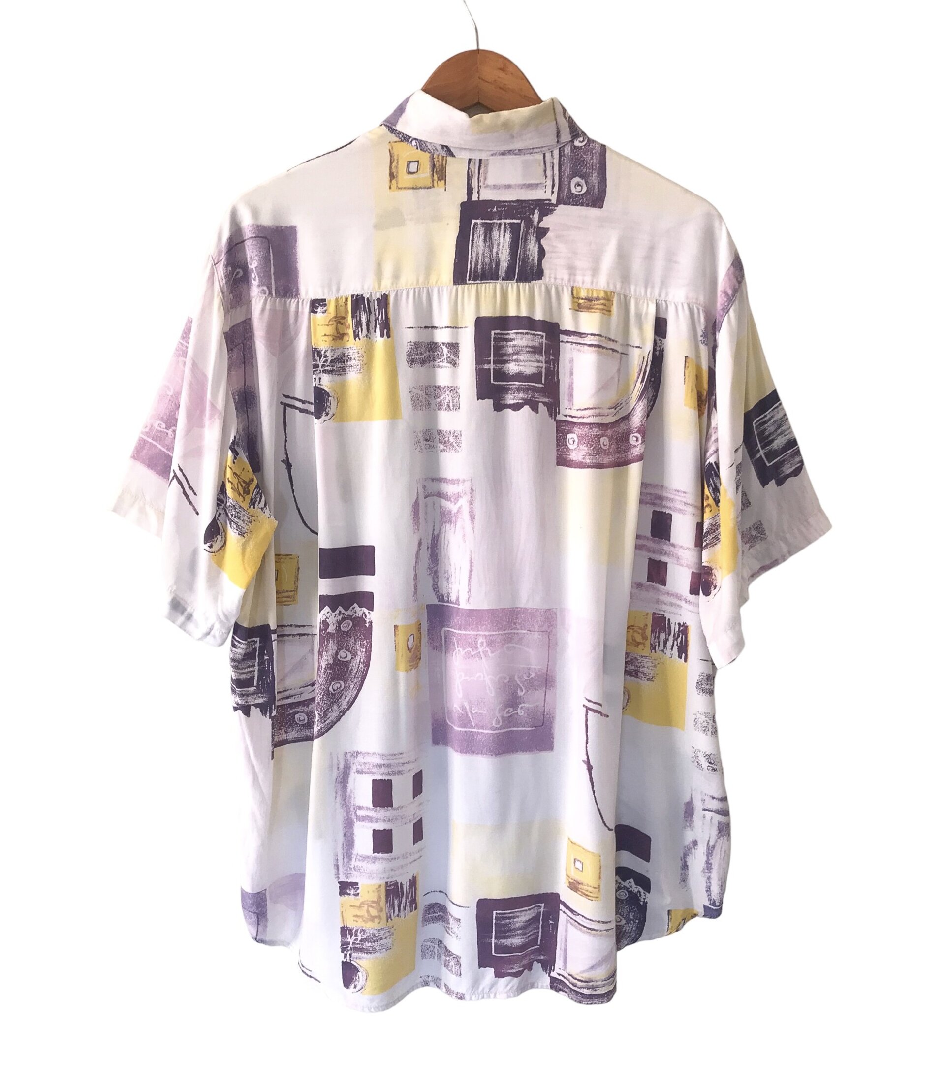 Summer Vintage Print Shirt - White / Purple / Yellow - 2