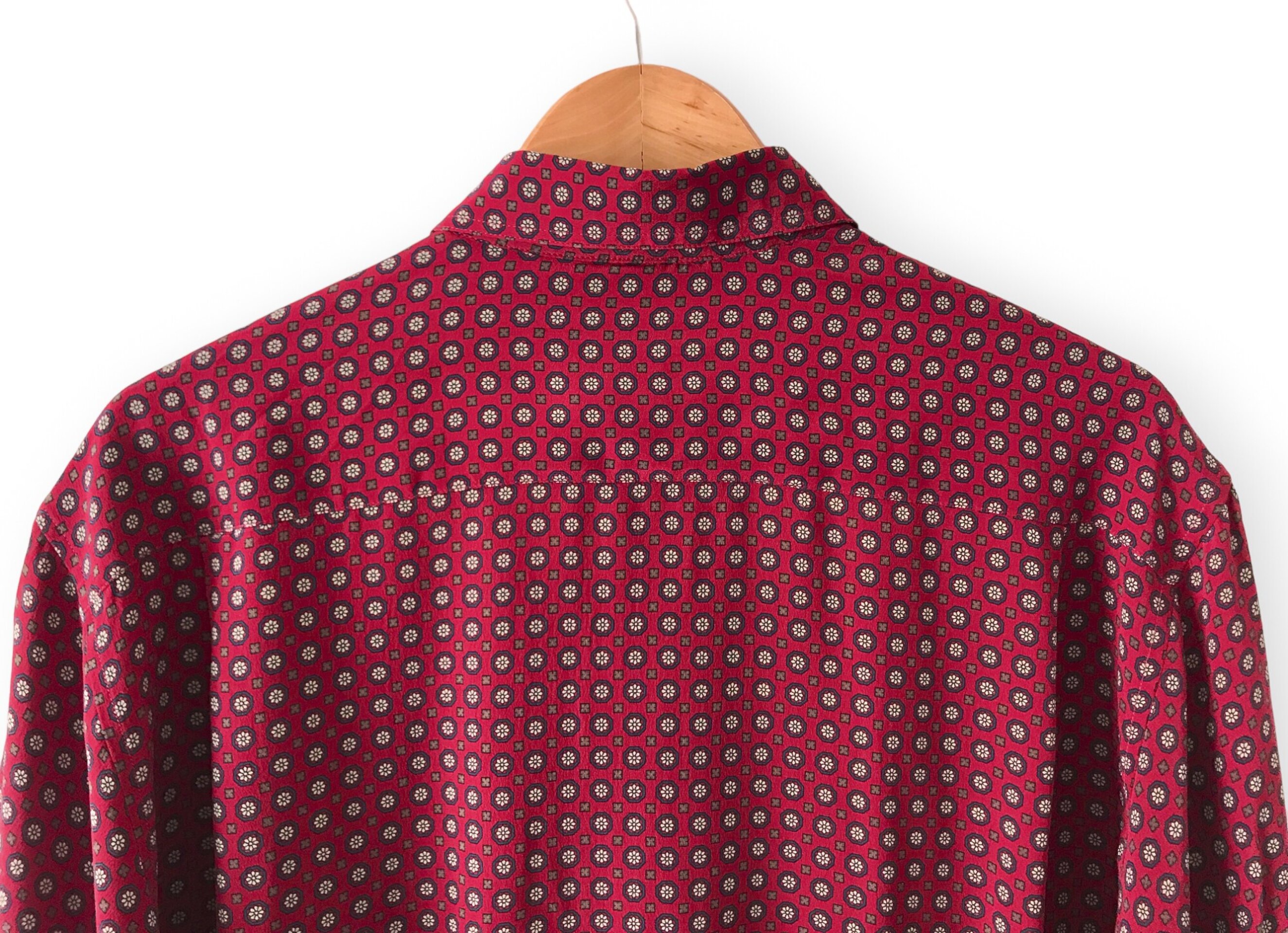 John Wellington Vintage Silk Shirt - Burgundy / White - 4