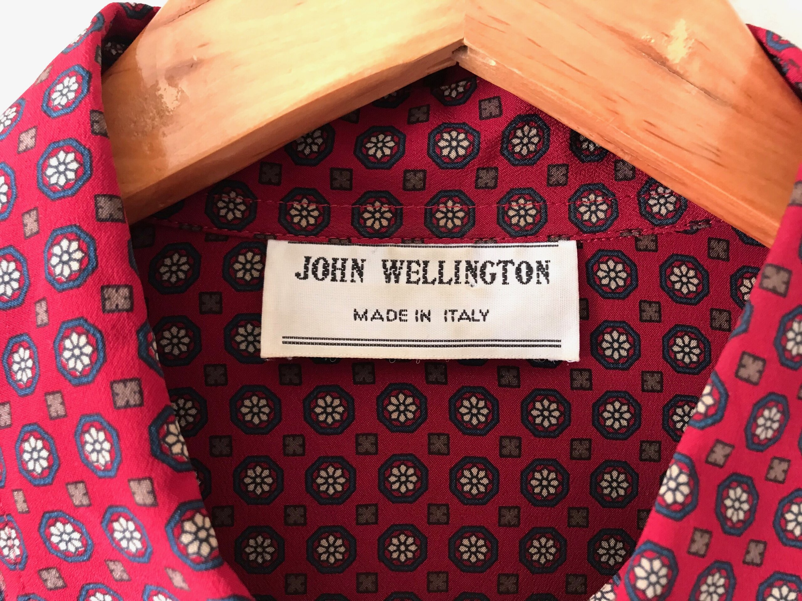 John Wellington Vintage Silk Shirt - Burgundy / White - 7